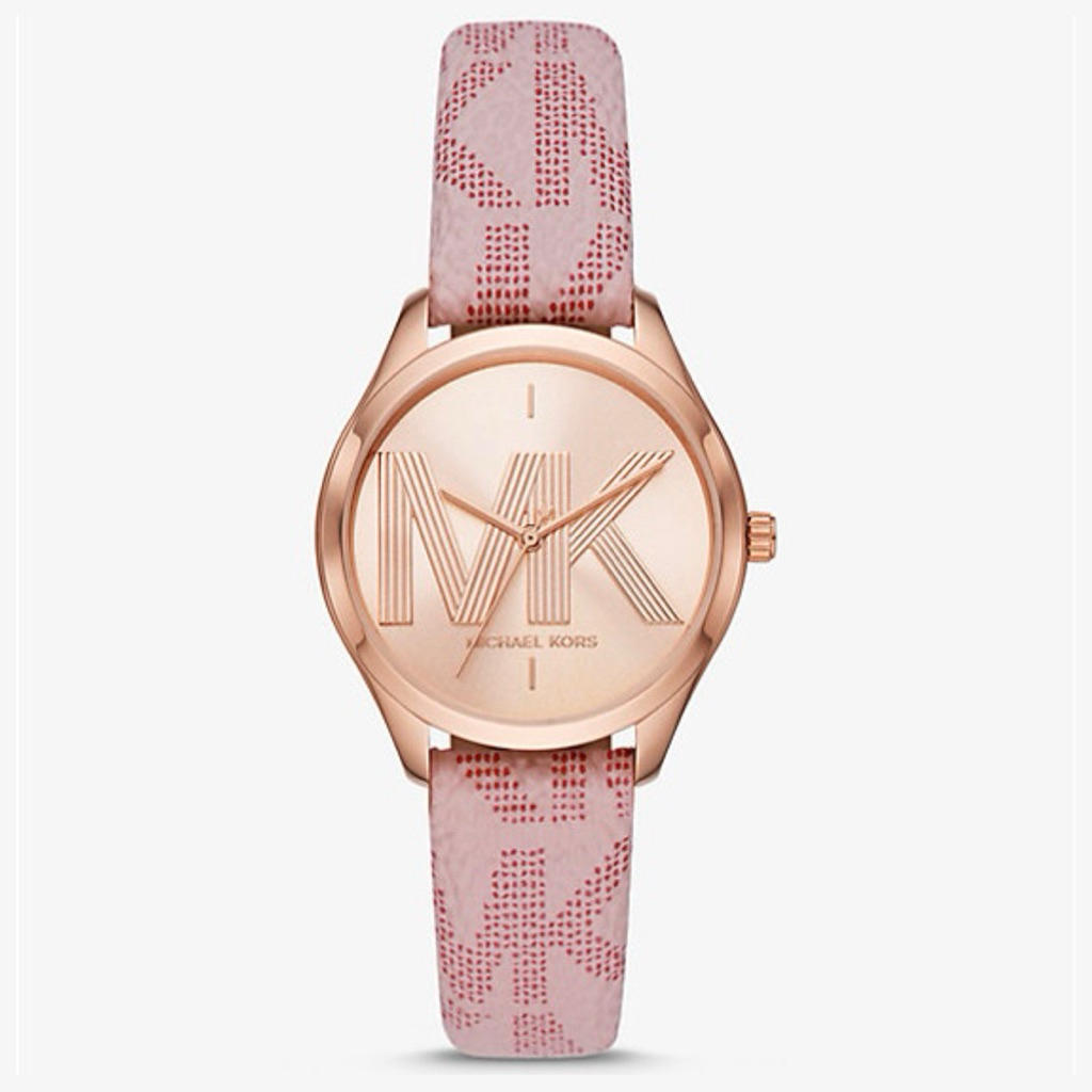 Jam Tangan Wanita MK2879 Jaycie Rosegold Dial Pink Leather Strap