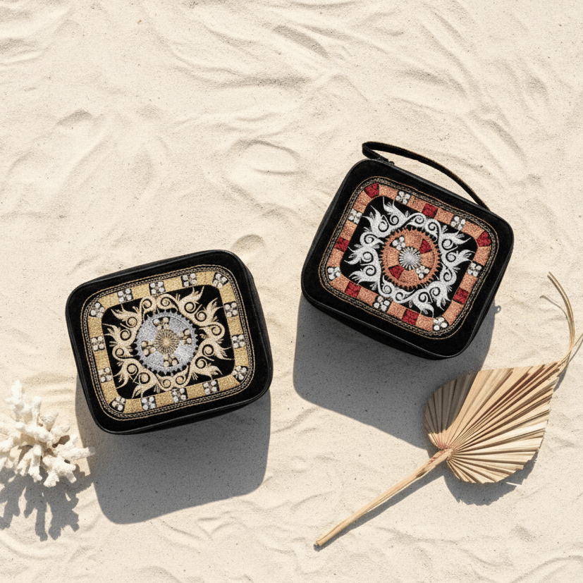 Tas Makeup Travelling Bordir Gayo Aceh – Pouch Kosmetik Beludru Etnik dan mewah - Organizing bag