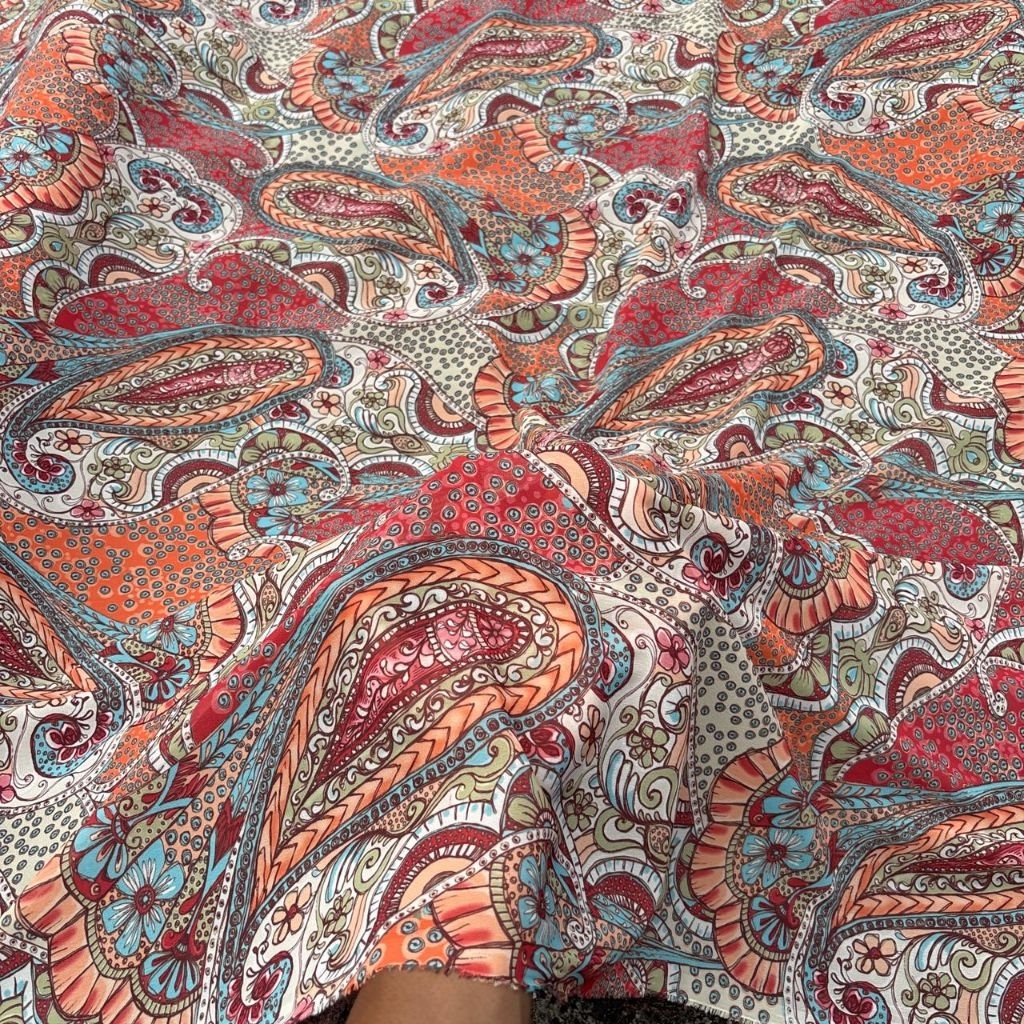 Kain Sifon Ceruty Motif Paisley Premium - Bahan Gamis Tunik Jilbab - Per Setengah Meter Jy