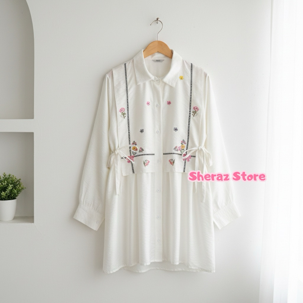 Maybel S M L XL XXL 5L Baju Atasan Tunik Vest Polo Linen Bordir Wanita Kekinian Jumbo Ld 140 130 120