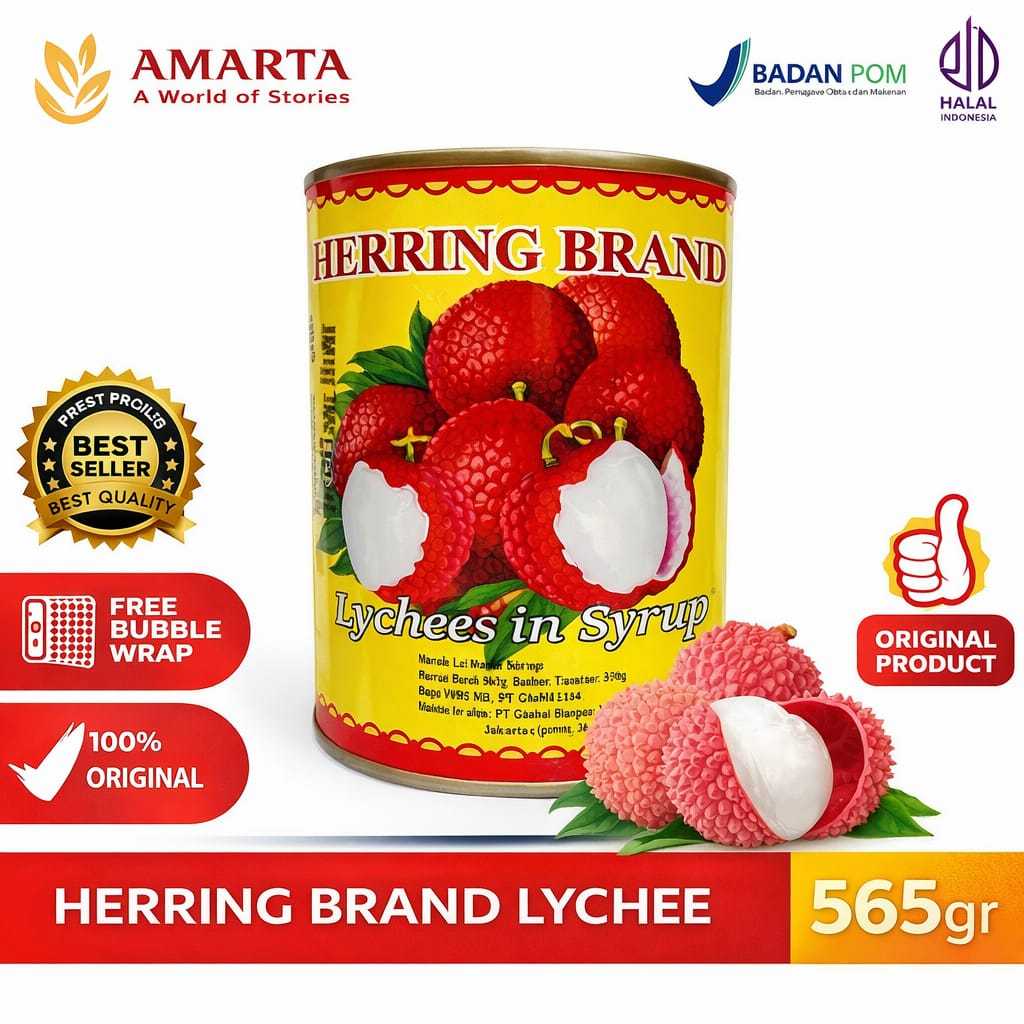 LYCHEE CAN II BUAH LECI KALENG / BUAH KALENG LECI - HERRING BRAND