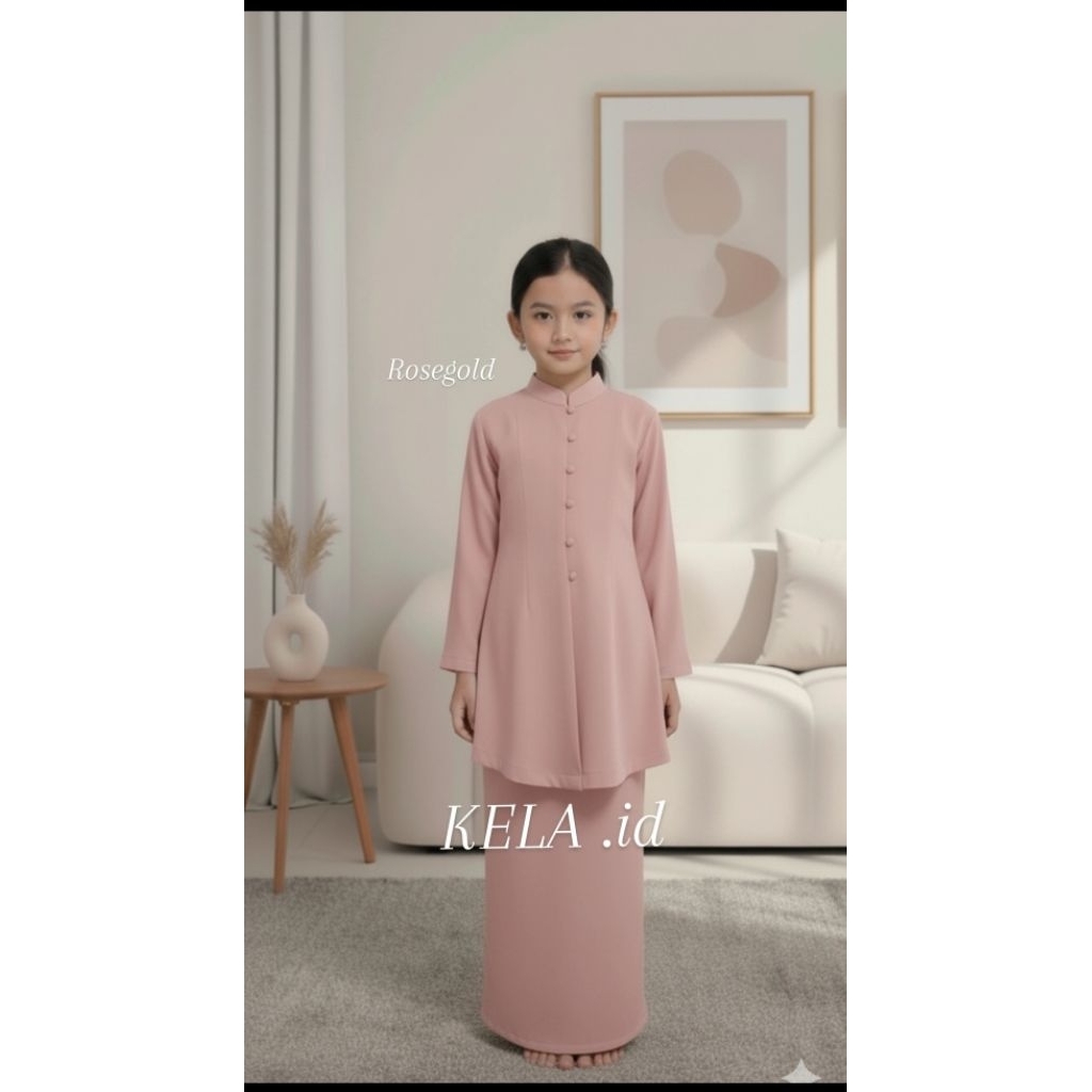 one set baju kurung melayu malaysia lebaran anak perempuan bahan toyobo premium