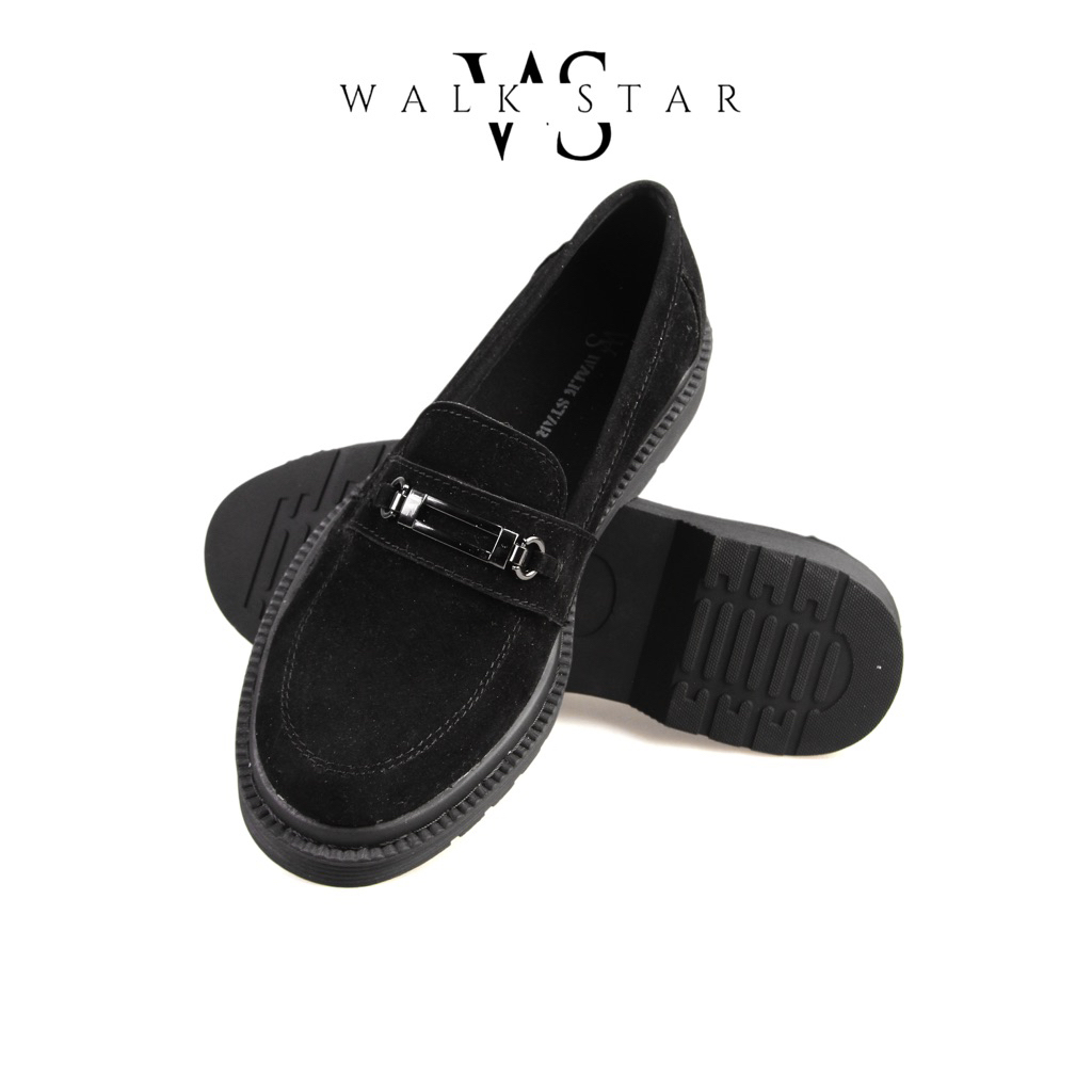 Sepatu Pria Penny Loafers Bahan Suede Hitam Dengan Gesper Size 38 - 44 by WalkStar