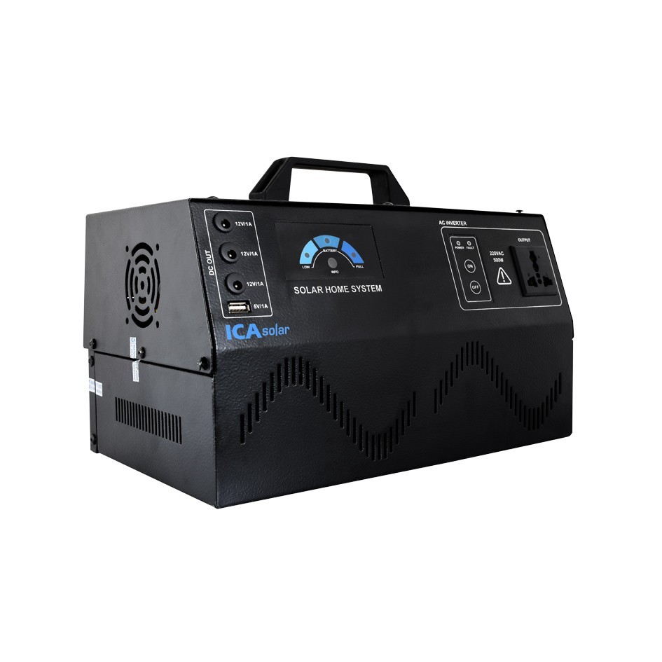 Paket SHS Solar Home System ICAsolar 500W Portable Power Backup With Solar Panel Pattery Lithium