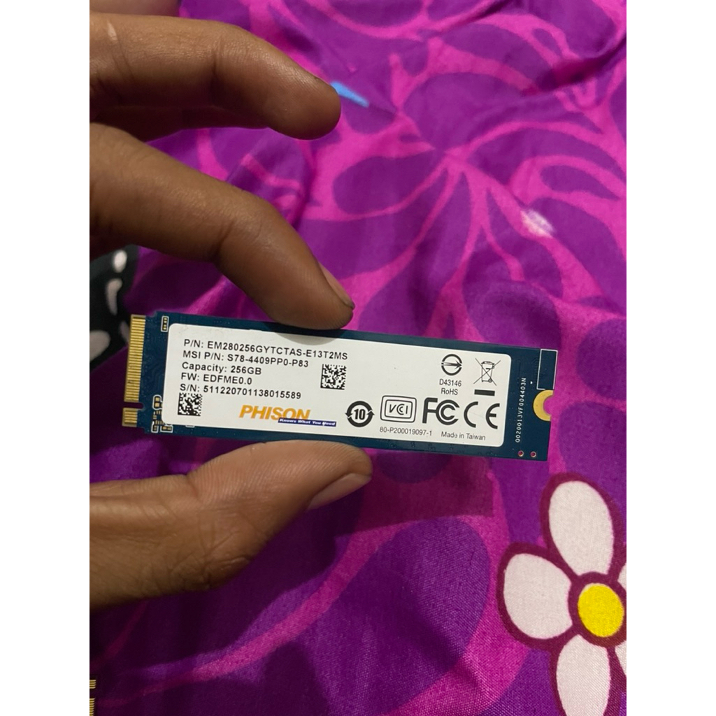 SSD PHISON 256GB M2 NVME PCIE 2280 SECOND LIKE NEW