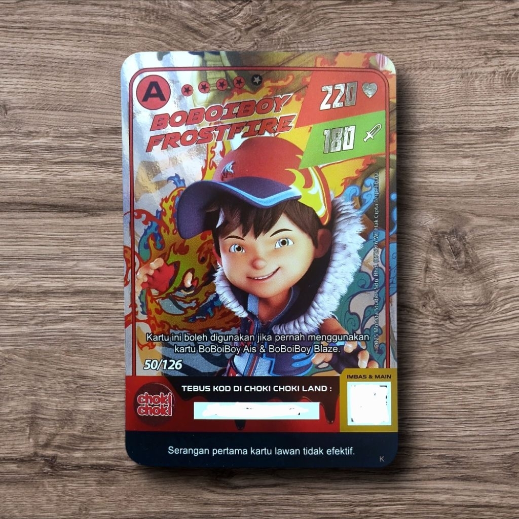 Kartu Karakter BOBOIBOY FROSTFIRE S2