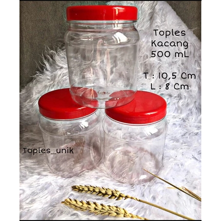 24pcs Toples mini kacang 500ml Toples permen Toples kue Toples plastik Toples Bulat 500 ML harga sat