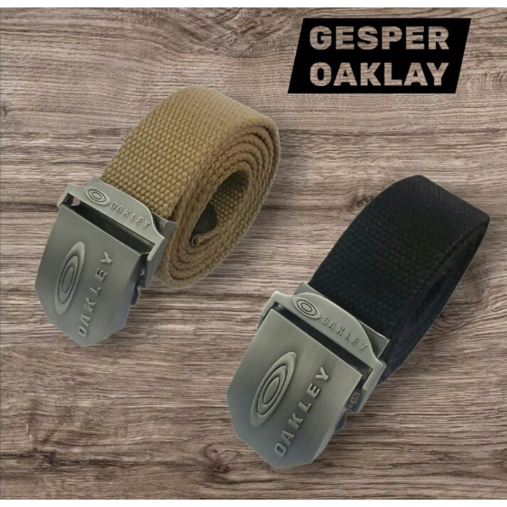 gespet tacitac ikat pinggang sabuk oakley hitam dan coklat