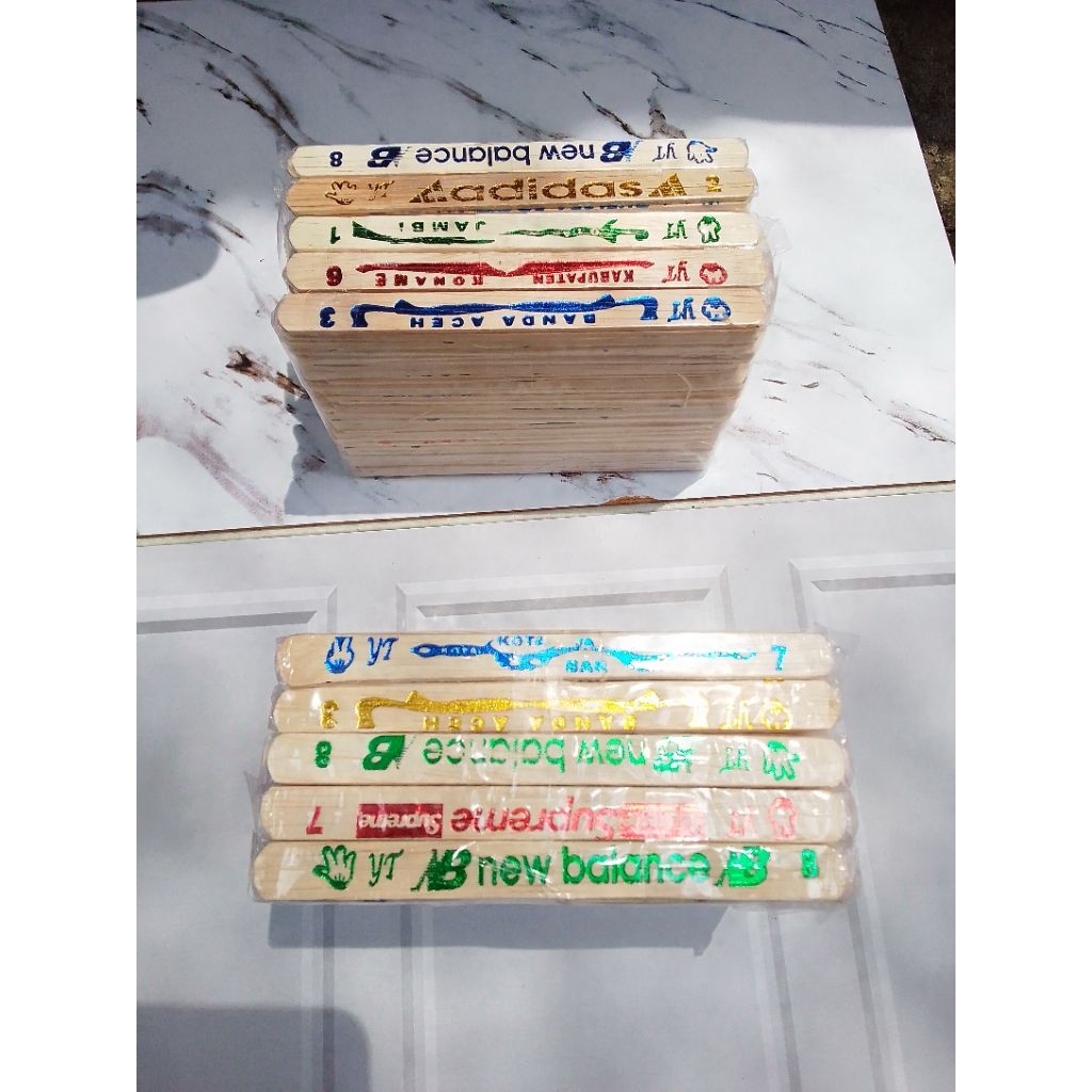 5 Sachet Mainan Stik Kayu Sablon ( Isi -+250 Stik )