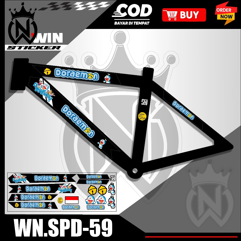 STIKER STRIPING BUAT SEPEDA BMX MOTIF DORAEMON FREESTYLE CUSTOM BIKE BMX FREESTYLE