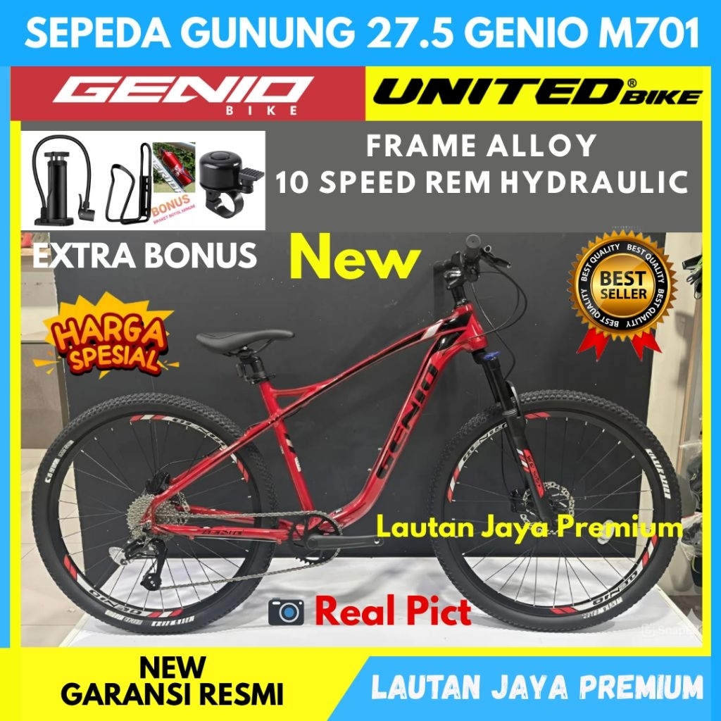 Sepeda Gunung 27.5 MTB Genio M701 FRAME ALUMUNIUM REM HYDRAULIC New