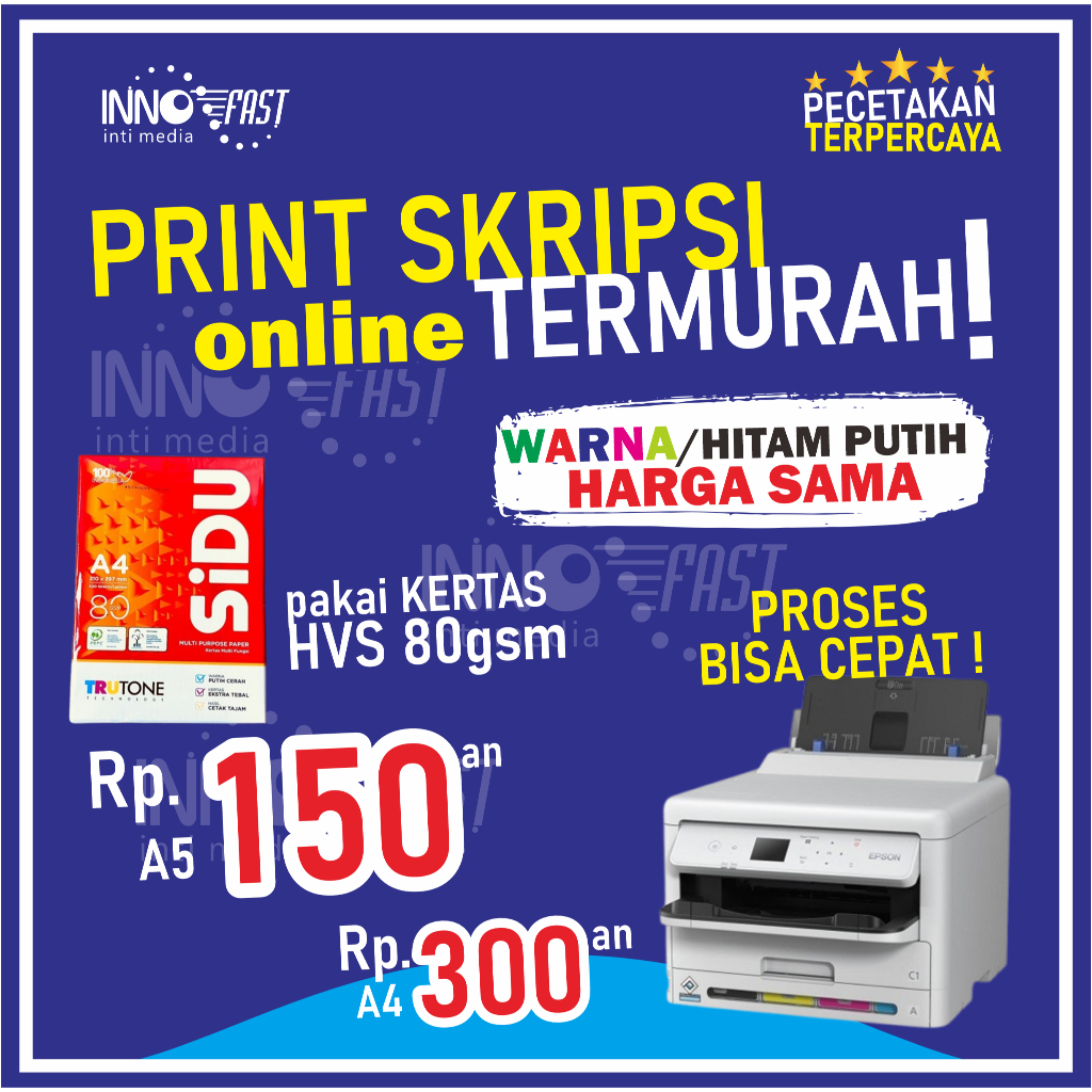 Print Skripsi Termurah A4 80 GSM, Cetak Buku, Makalah, Skripsi Online