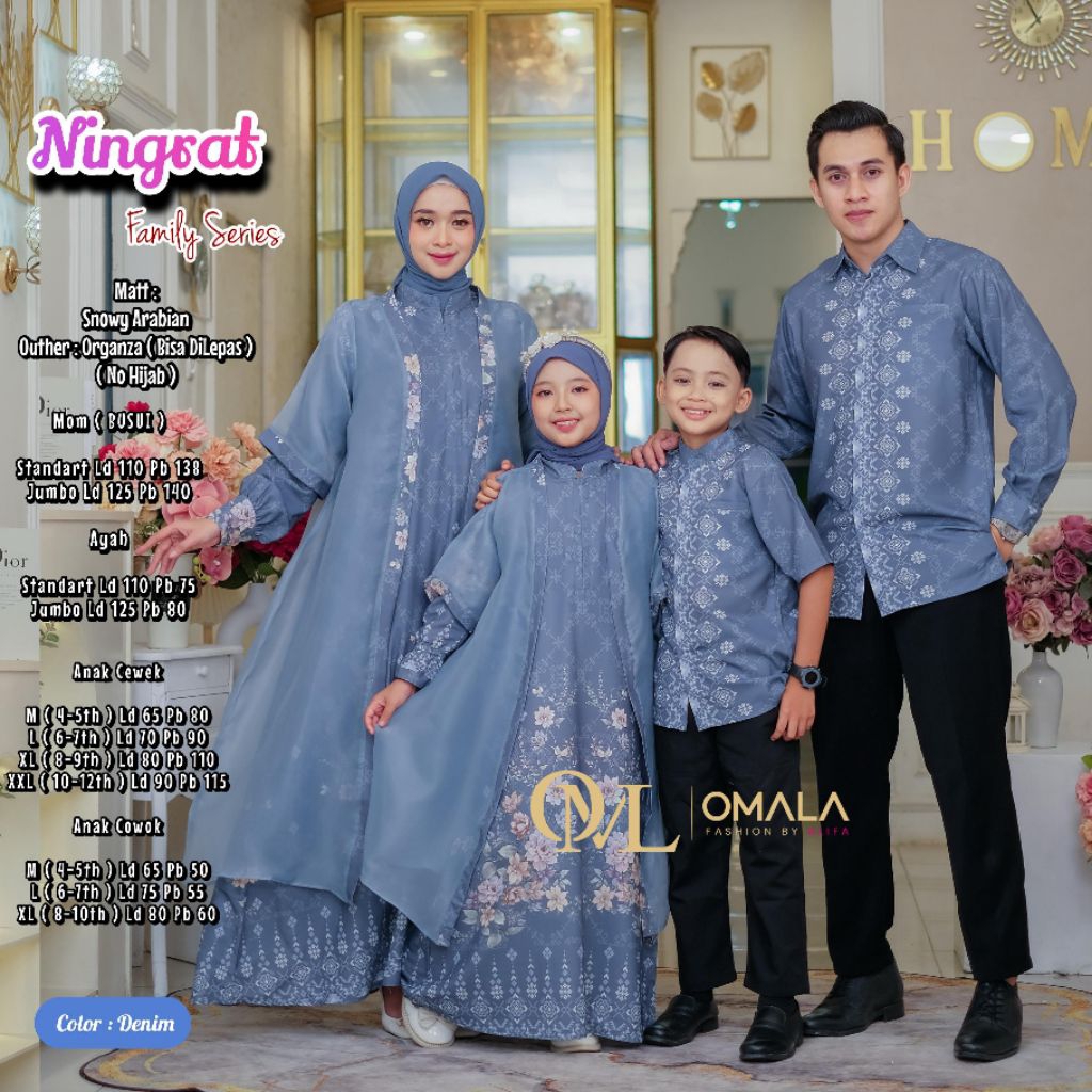 Ningrat Family Series Omala(ORI Alifa) Baju lebaran sarimbit busana muslim couple keluarga snowy ara