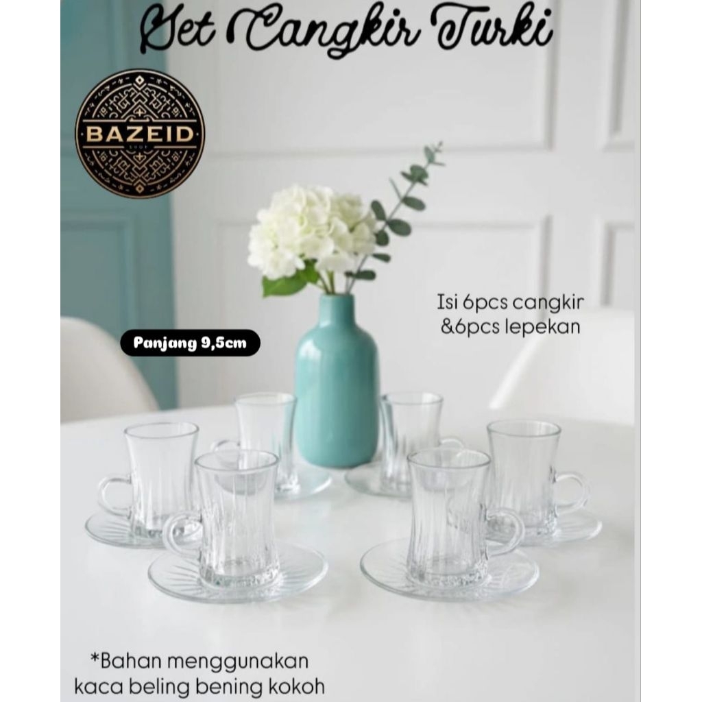 Termurah || Set cangkir/Cangkir tatakan keramik/set gelas Turki