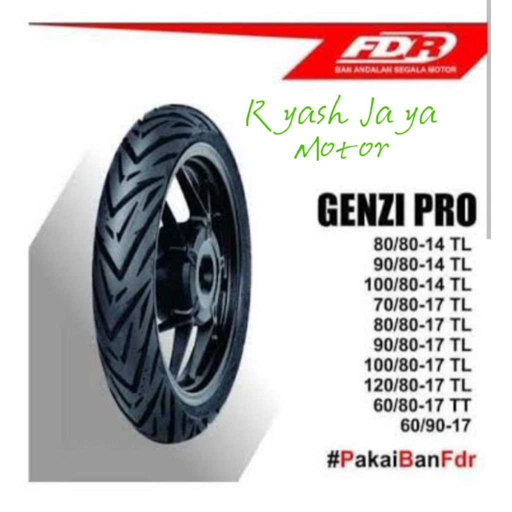 Ban Tubeless depan FDR Genzi/Pro 80/80-14  for Genio old/Vario 110/Mio Z/Mio S/Soul GT 125/Mio sport