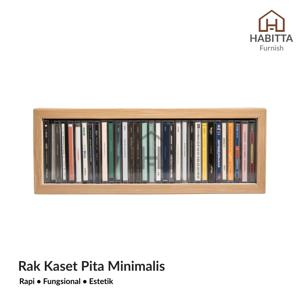 Rak Kaset Pita Minimalis | 1–4 Slot (25–200 Kaset) – Storage Musik Rapi Aesthetic