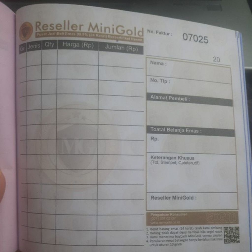 Nota Reseller MiniGold
