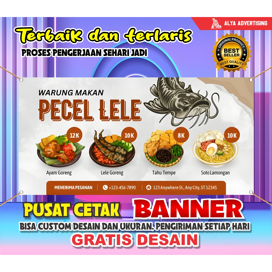 SPANDUK KAIN PECEL LELE / LALAPAN / SARI LAUT / SEAFOOD / SOTO / NASI GORENG/ NASI BEBEK / SATE / AN