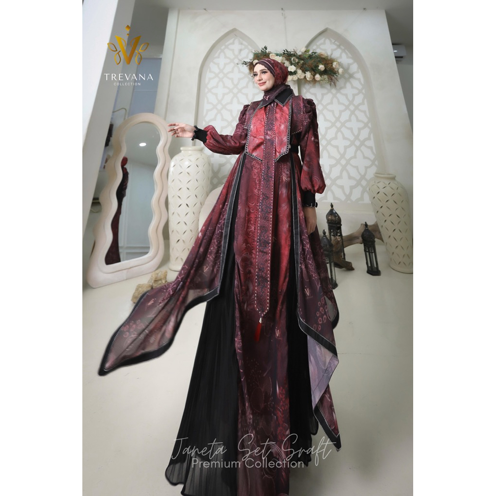Gamis Trevana Series Janetta set Scraft By Mama Nasya Collection