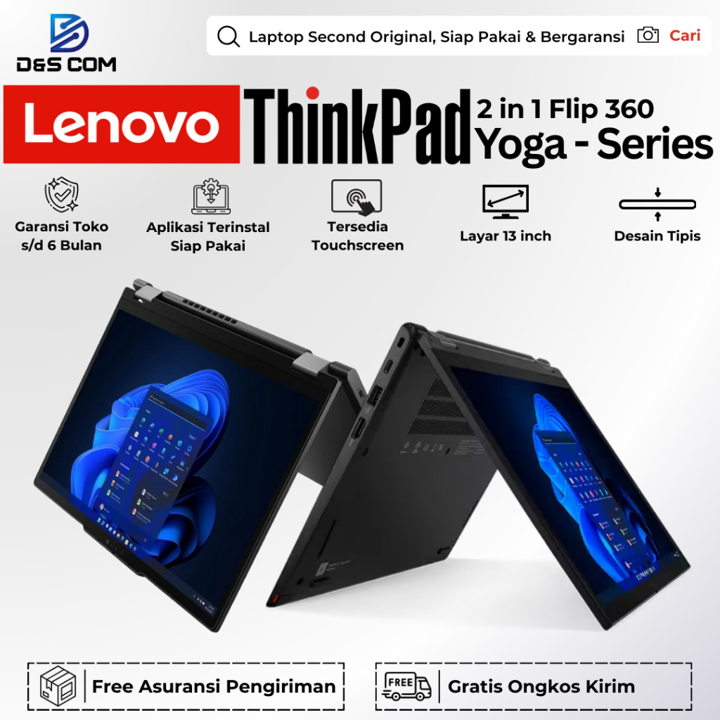 Laptop 2in1 Lenovo Thinkpad Yoga Series Core i5 / i7  Touchscreen | Ram 8GB / 16GB | SSD 256GB 512GB