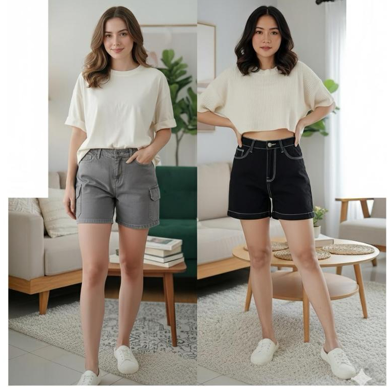 Promo Murah - Celana Pendek Wanita Kekinian- Hot Pants Jeans Wanita Jumbo Celana Pendek Jeans wanita