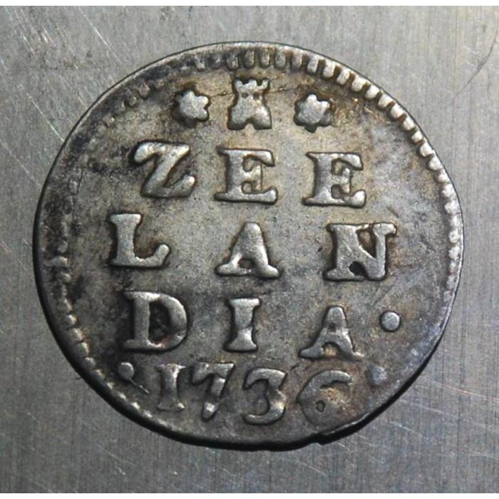 BL622 koin 2 stuiver 1736 dari Probinsi Zeelandia Belanda, koin perak era VOC