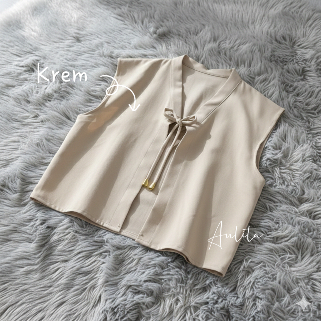 Aulita-NUNA Vest Rompi Wanita Tanpa Lengan-Rompi Vest Wanita Basic Polos Bahan Shakila Adem-Vest Mod