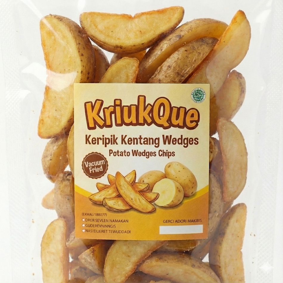 Keripik Sayuran Kering Kentang Wedges Premium Crispy 100gr - Real Potato Wedges Crunch Vacuum Frying