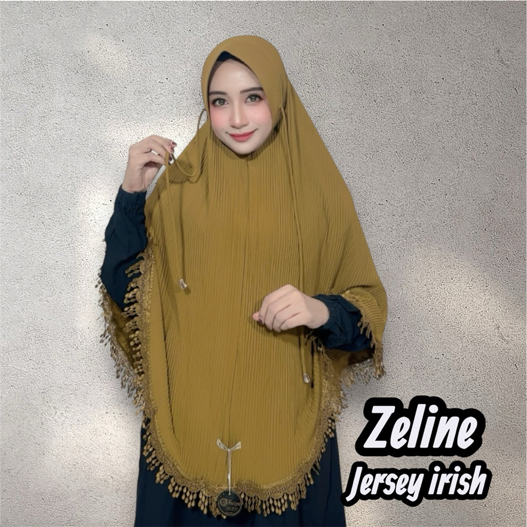 Hijab instan Jumbo Zeline bergo pet tali jersey irish plisket renda tetes hujan by Alfaezya hijab wa