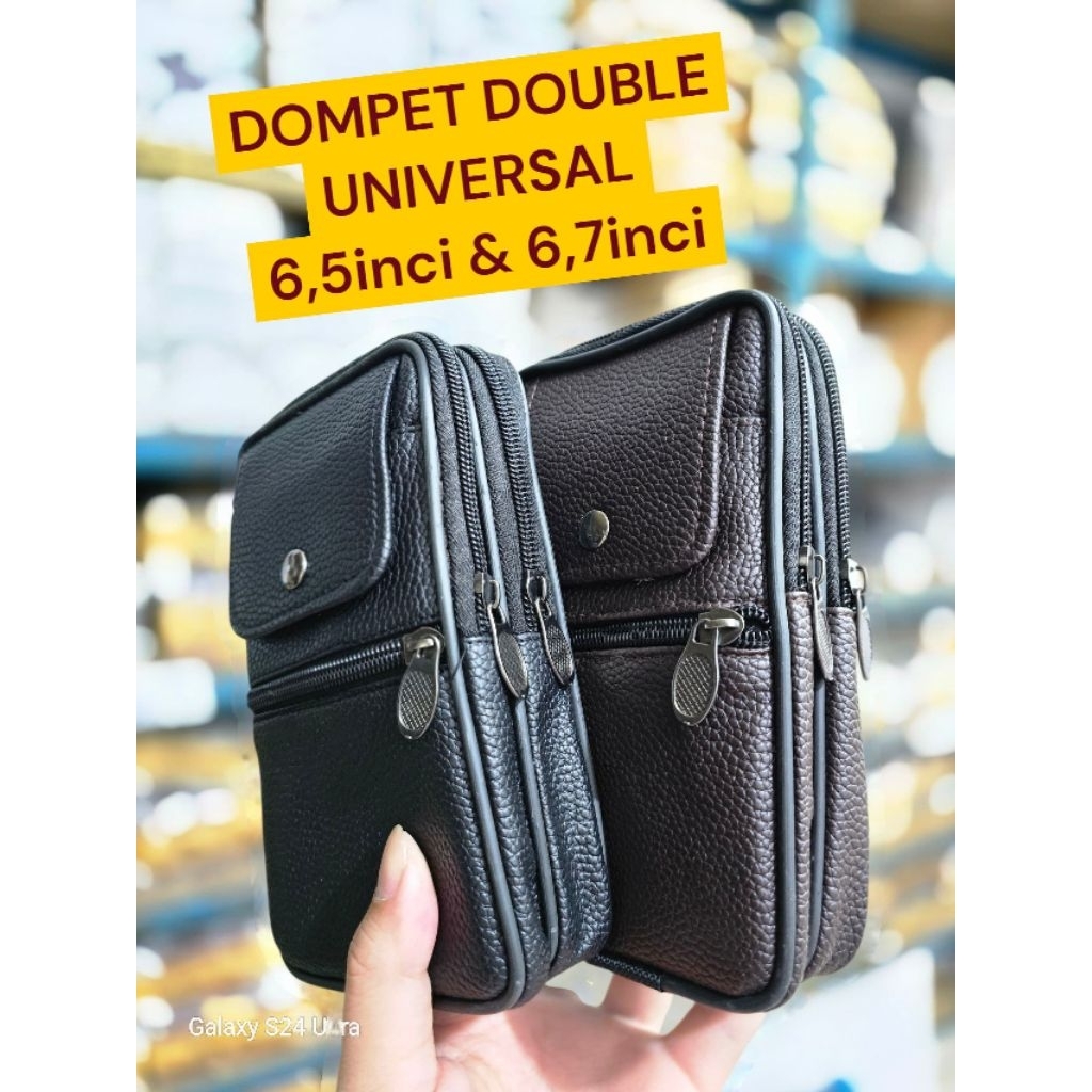 Dompet Pinggang Double kulit Universal Buat HP Android Sekarang Ukuran 6.5  6.7 inci Sarung Pinggamg