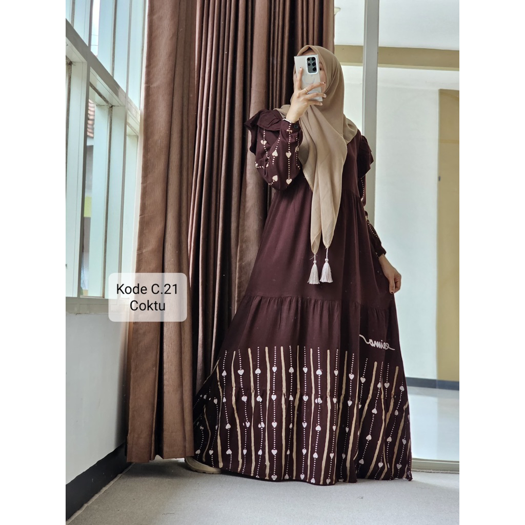 Gamis Twill Canda elzeima Terbaru / Dress twill terbaru brand Elzeima / original twill brand Elzeima