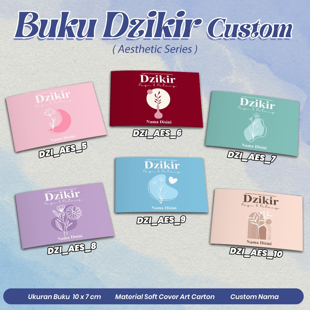 BUKU DZIKIR CUSTOM NAMA - DZIKIR PAGI PETANG - Desain ESTETIK AESTHETIC MUSLIMAH