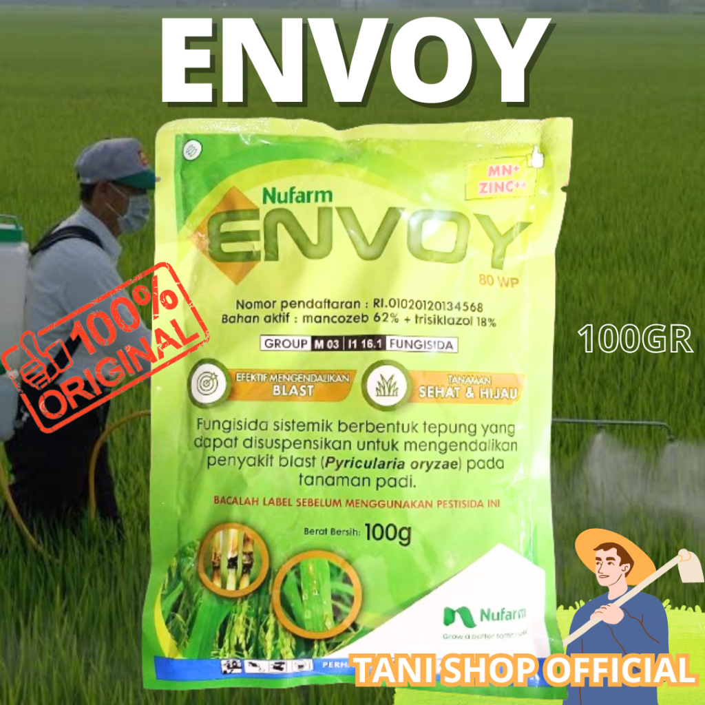 ENVOY 80 WP 100 GRAM FUNGISIDA NUFARM OBAT PATAH LEHER DAN BLAS PADI MANCOZEB TRISIKLAZOL