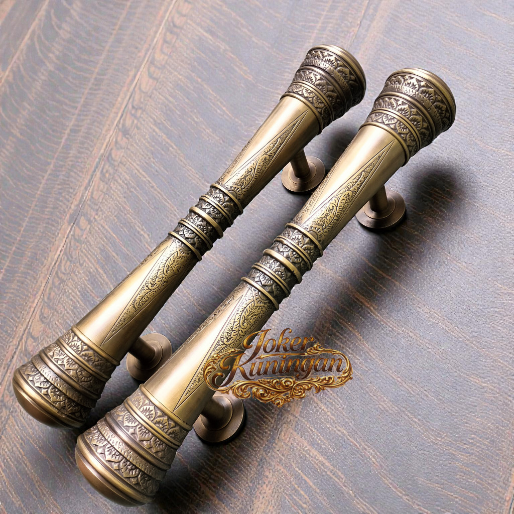 Handle pintu kuningan / gagang pintu rumah gada ukir antik 50cm