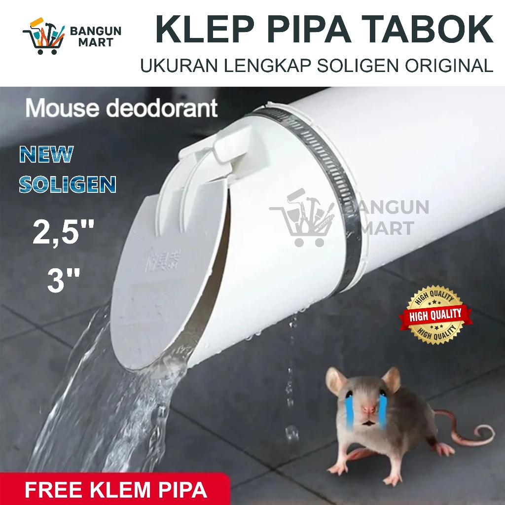 Backflow valve MAGNET PVC 2,5" 3" inch SOLIGEN / Penutup pembuangan pipa 2,5" 3" / Klep Tabok Putih 