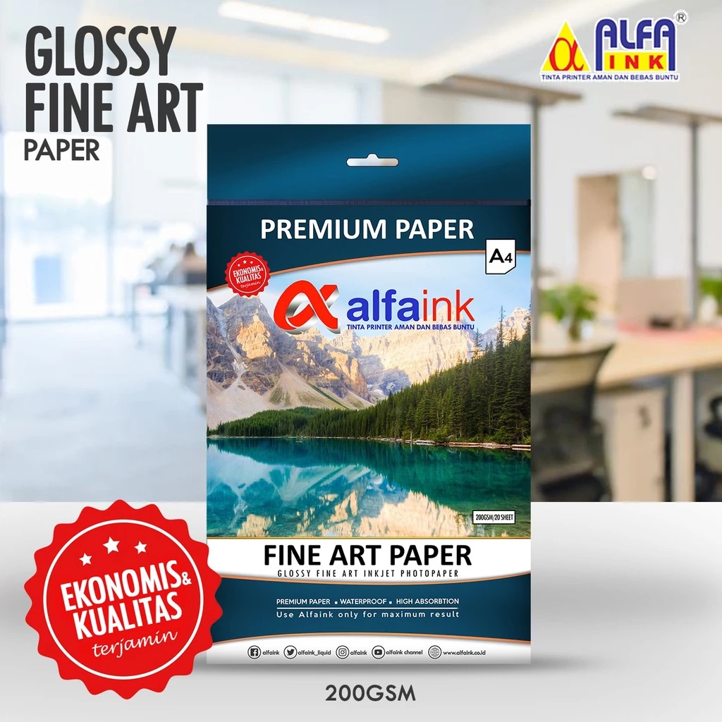 Kertas Photo 200 Gsm AlfainkFine Art Paper 200gsm 1 Pack Kertas Foto Glossy 200 Gsm
