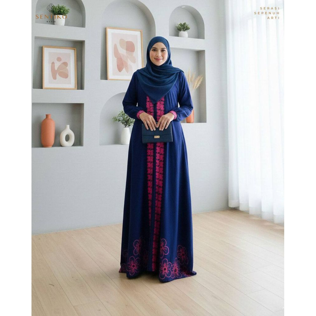Gamis Ananta PinkBlue Original Sentiko Batik