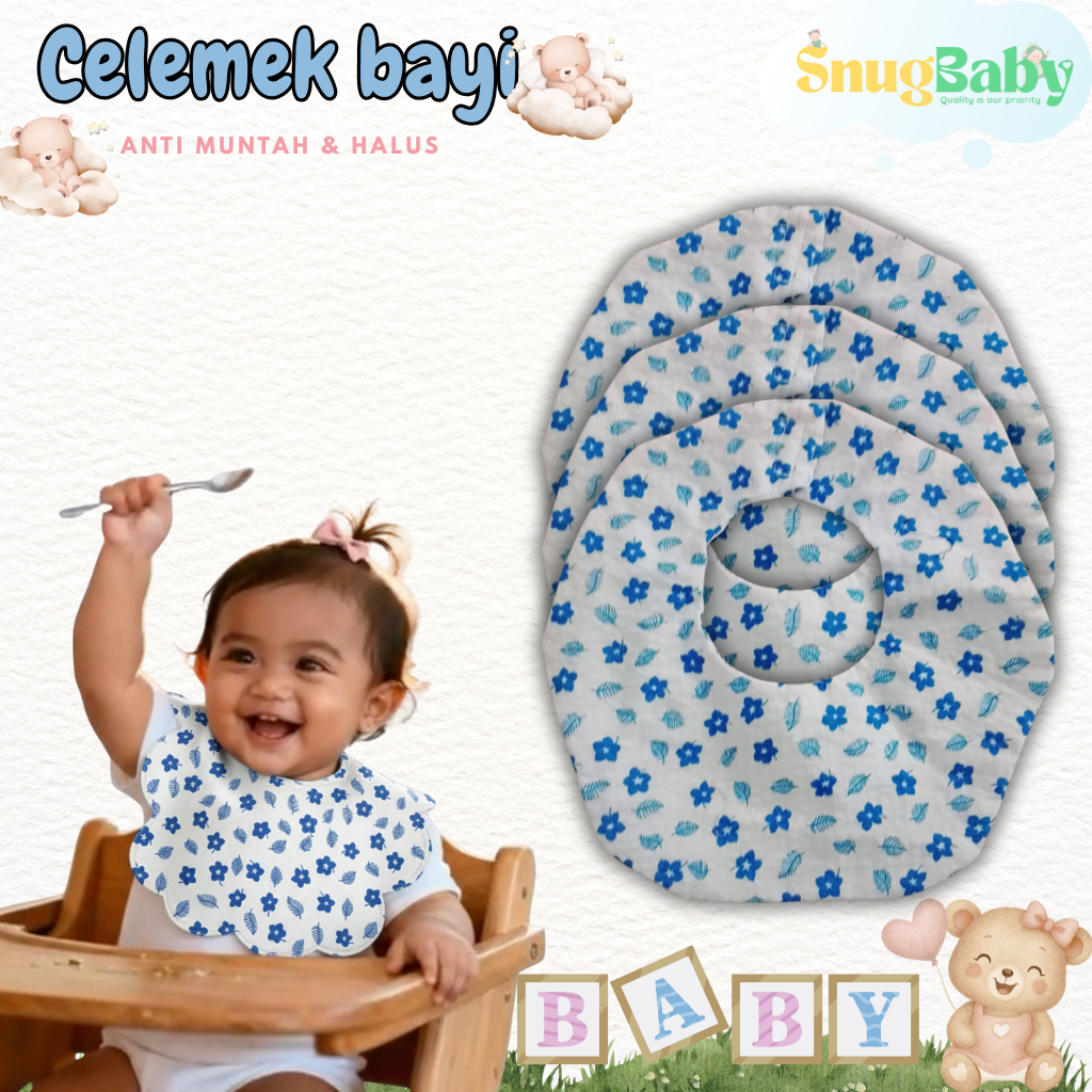 Celemek bayi slabber bayi Anti Muntah | celemek makan bayi aman dan lembut