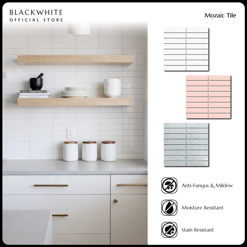 Keramik Mozaik Dinding Kamar Mandi Dapur Mosaik Mosaic Kamar Tidur Blackwhite Kukei Big Chip