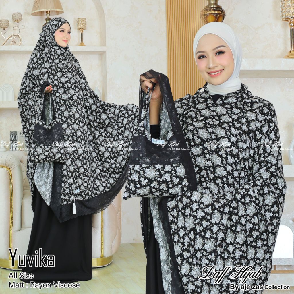 DAFF HIJAB//MUKENA DEWASA  2IN1 RAYON VISCOSE RENDA STRETCH