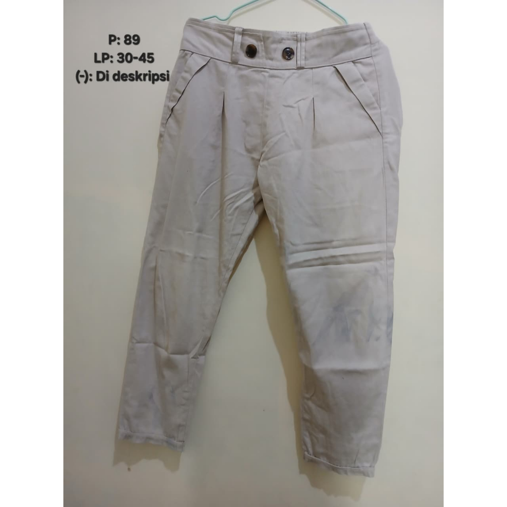 Celana panjang chinos wanita cream karet