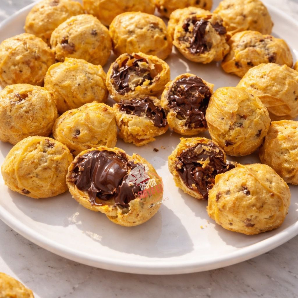 Brothoaly Soes Coklat Cokelat 500G / 1Kg - Kue Sus Kering Isi Coklat Lumer, Cemilan Halal