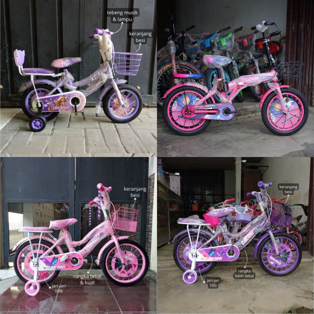 Sepeda Anak Perempuan Mini Lipat ukuran 12 16 18 VELION SAKONI