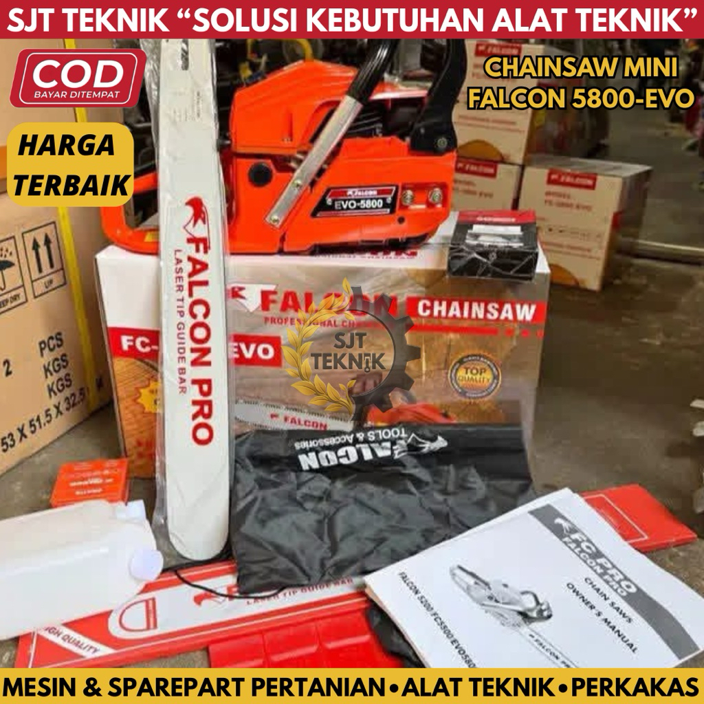 Mesin senso kecil chainsaw mini falcon 5800 evo bar baja 22 inci laser pertanian potong kayu