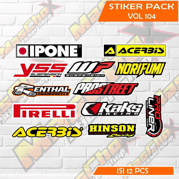 Sticker Pack Racing Logo Brand Motor  ISI 12 PCS | Stiker Racing Kekinian Kiss Cut Vol 104