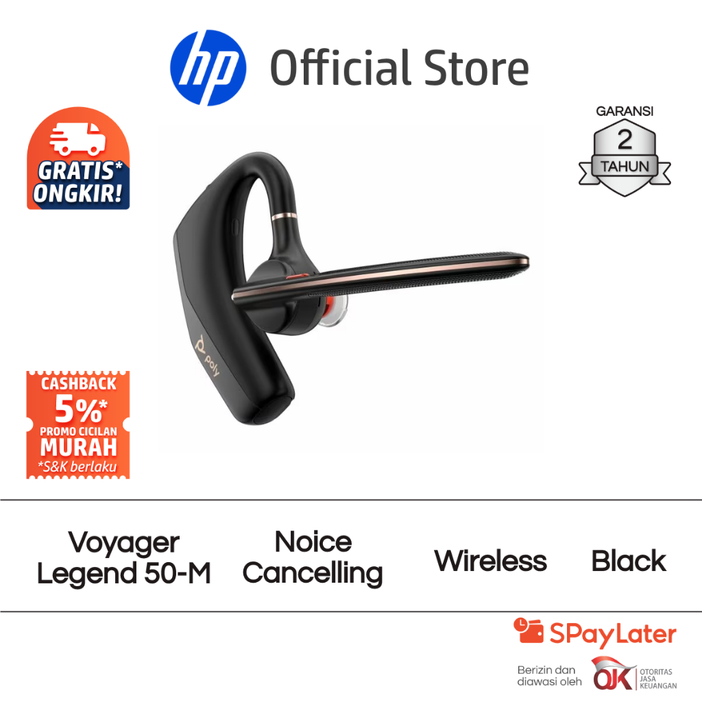 Headset HP Poly Voyager Legend 50-M Black Stereo USB-C USB-C/A Adapter Noise Cancelling Windows macO