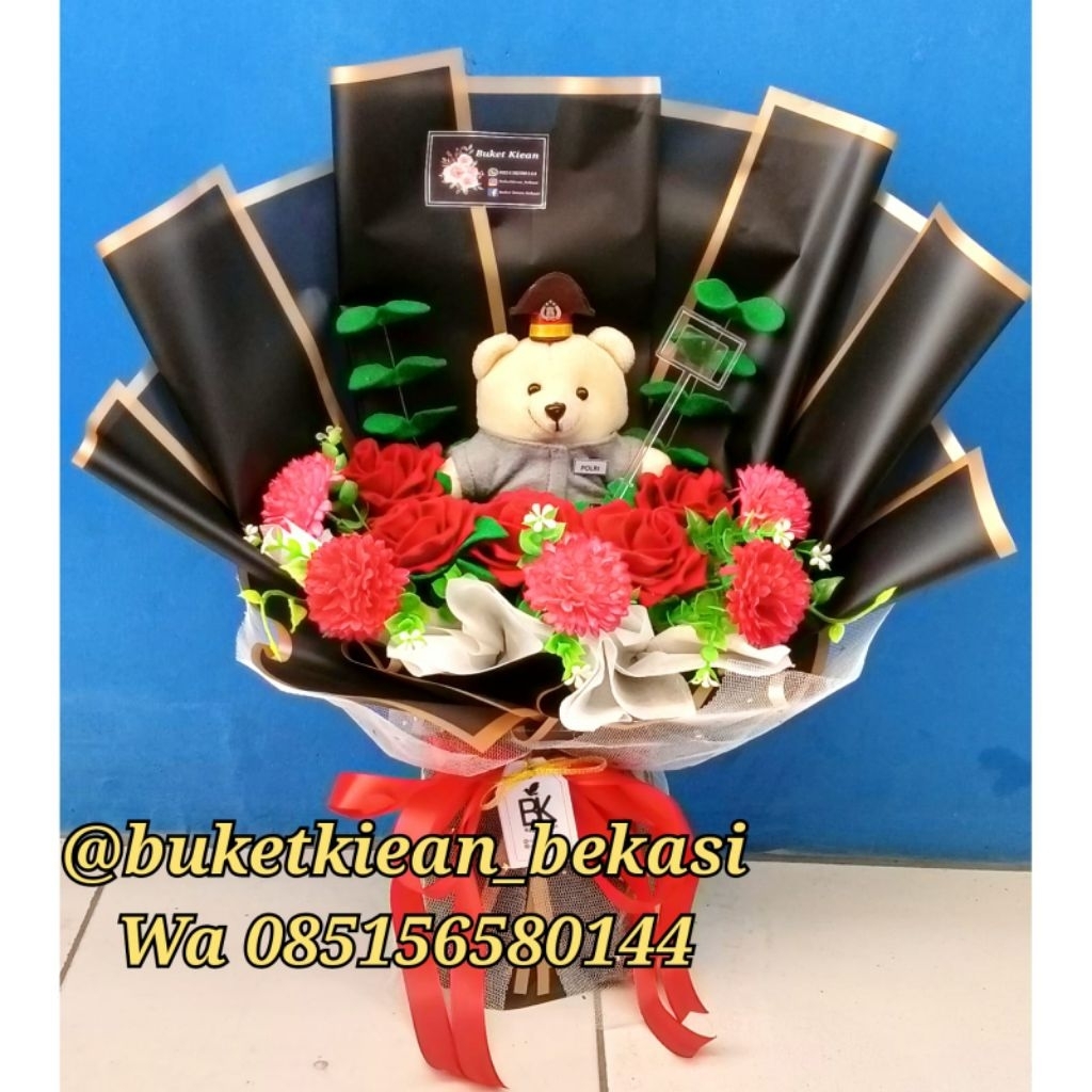 buket pelantikan polisi/ buket boneka polisi/ buket boneka profesi polisi/ buket polwan