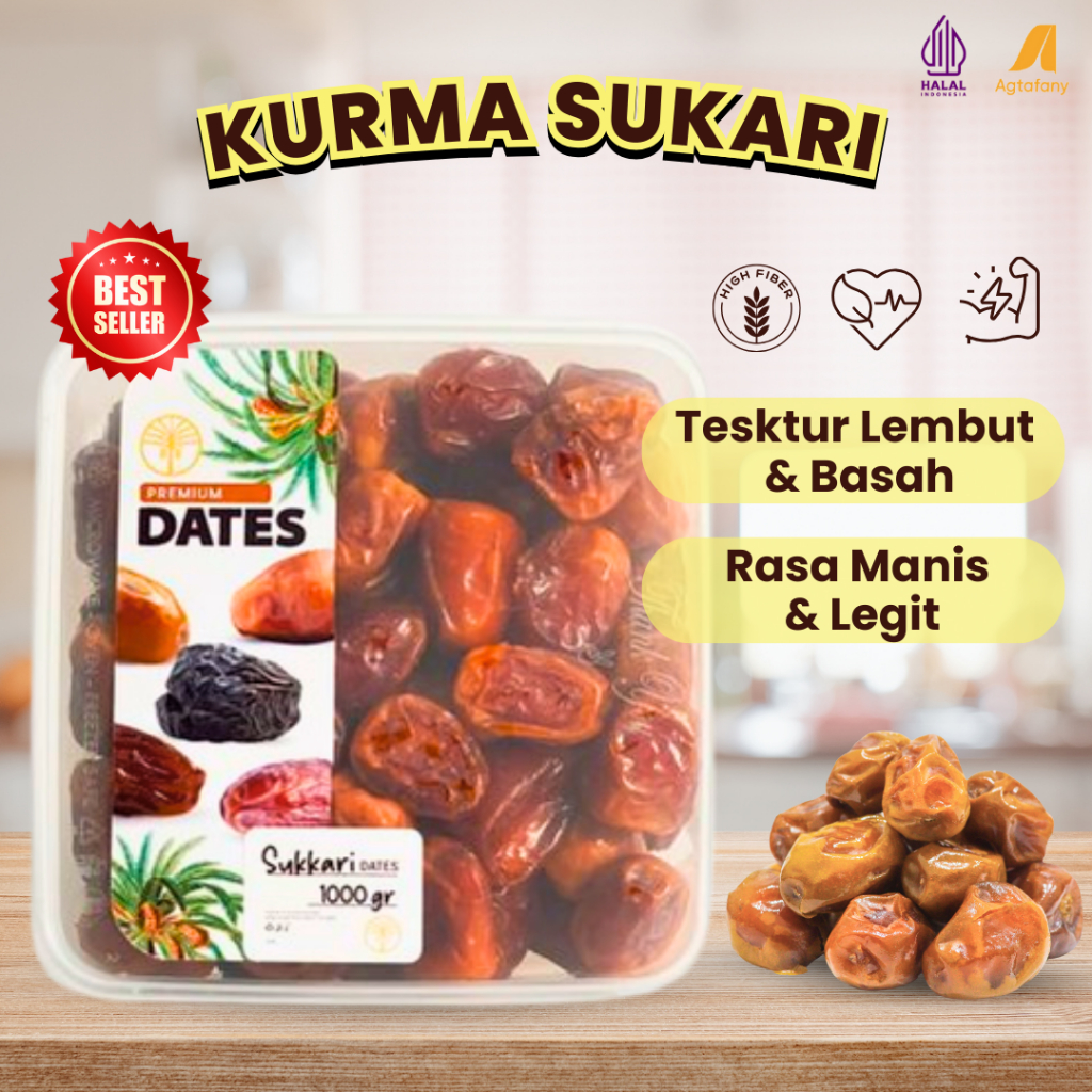 Kurma Sukari Thinwall 1 kg | Kurma Raja Lembut Manis Legit Sukkari Dates Oleh Oleh Haji dan Umroh