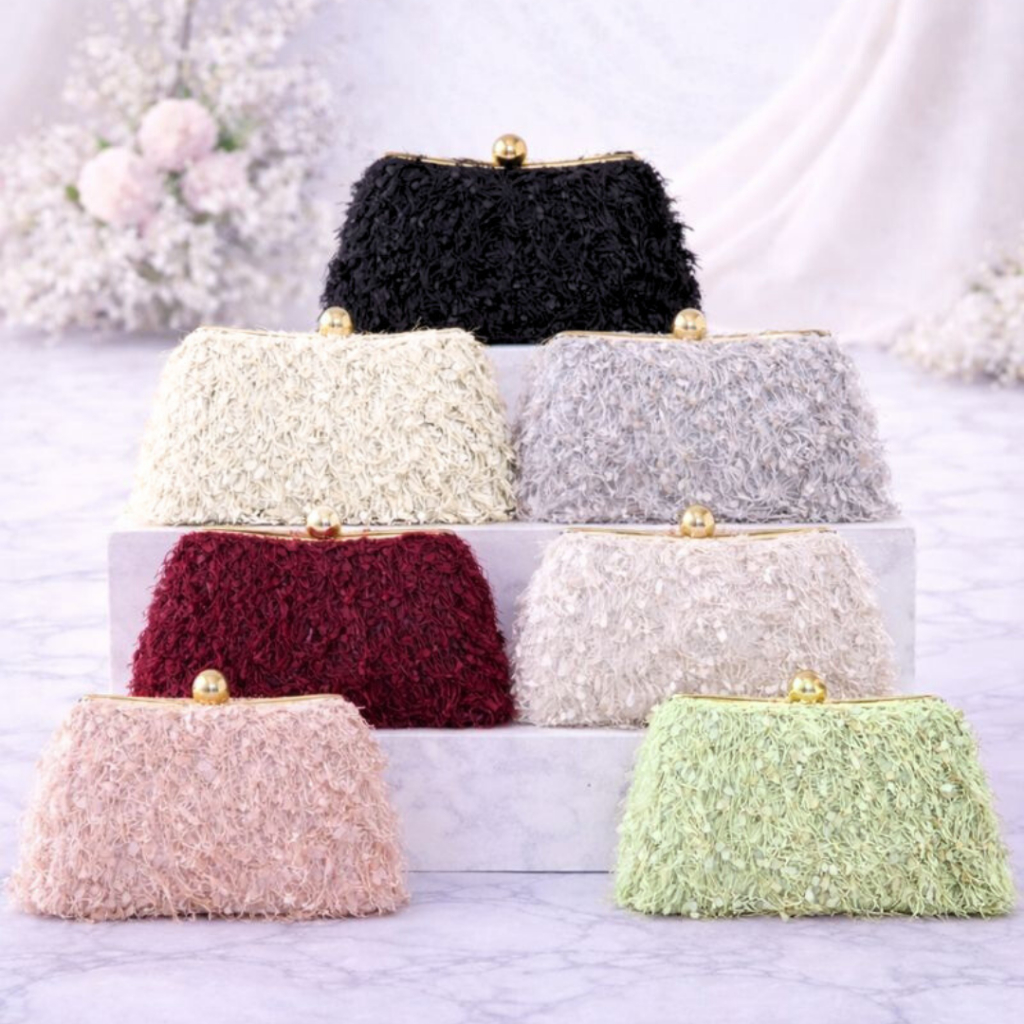 Waiwai Tas Pesta Wanita Bulu Cantik 1799 Clutch
