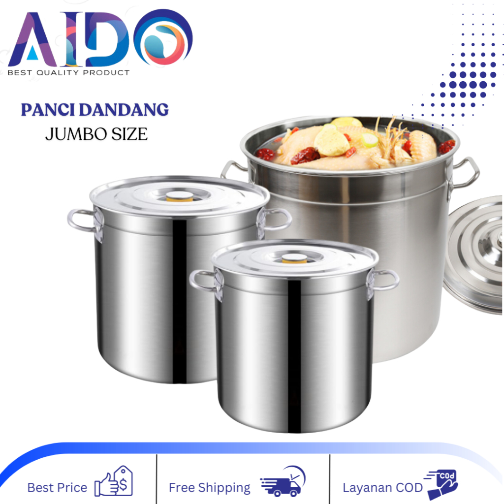 Panci Dandang Bakso Jumbo Panci Dandang Stainless Steel Tebal Jumbo Panci Besar Anti Karat